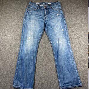 Y2K Express Jeans Kingston Jeans Mens 34X34 Distressed Bootcut 100% Cotton